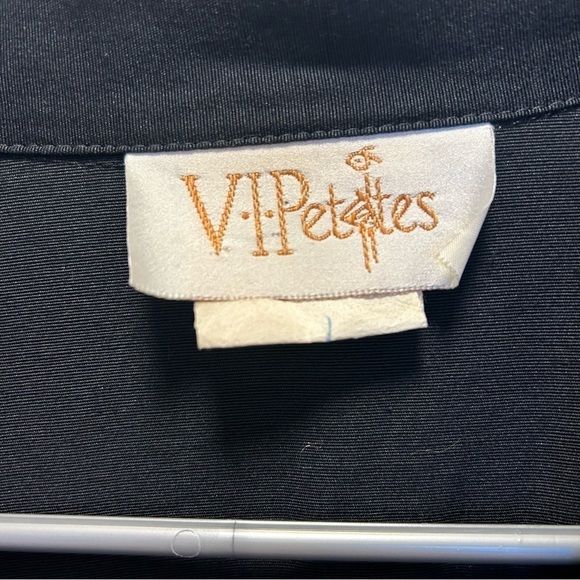 Vintage VI. petites black dress button down ruffled collar - Picture 3 of 9